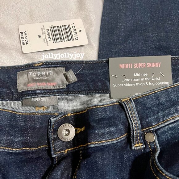 Torrid Super Soft Dark Wash MidFit Super Skinny Jean 18R - Picture 5 of 8